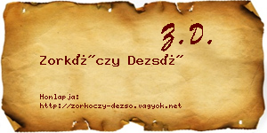 Zorkóczy Dezső névjegykártya